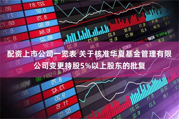 配资上市公司一览表 关于核准华夏基金管理有限公司变更持股5%以上股东的批复