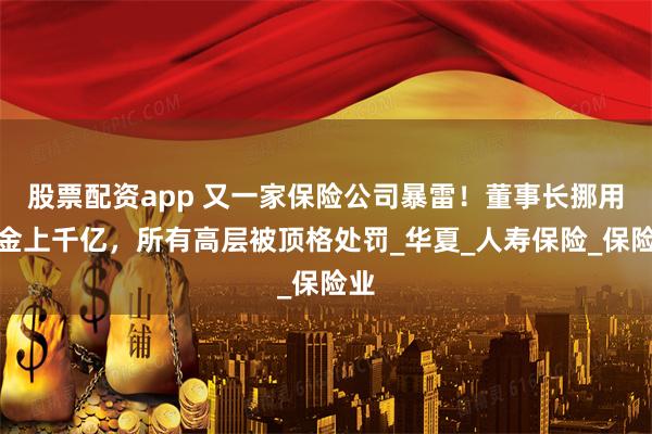 股票配资app 又一家保险公司暴雷！董事长挪用资金上千亿，所有高层被顶格处罚_华夏_人寿保险_保险业